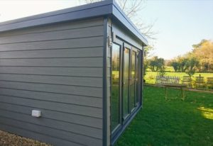 Garden Art Room grey cladding Anthracite grey frames.s